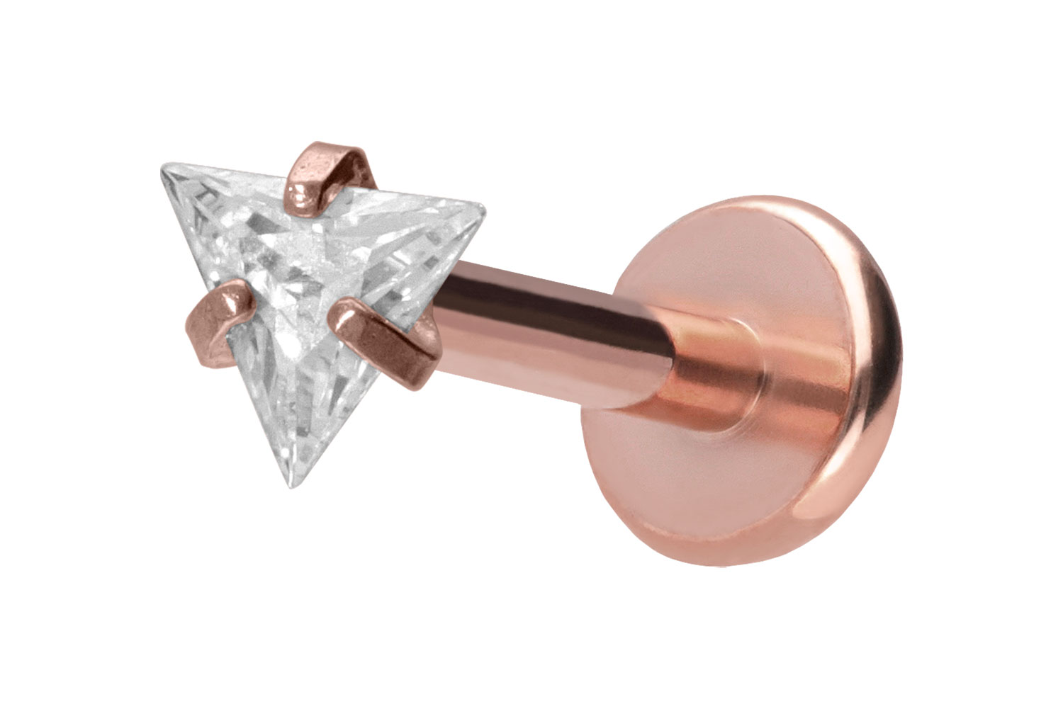 Titan Labret Piercing mit Push Fit EINGEFASSTES KRISTALLDREIECK